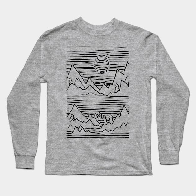 3D Mountain Stroke Long Sleeve T-Shirt by Mad Art